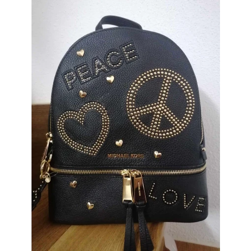 MK Rhea Double Zip Medium Backpack Leather (Peace and Love)